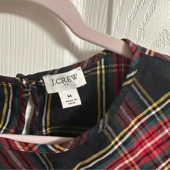 J crew stripe long sleeve blouse size M holiday plaid - Picture 3 of 4